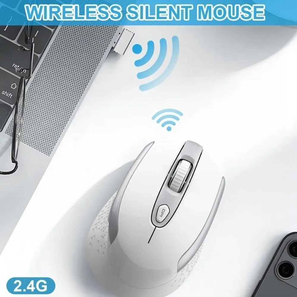 Wireless Computer Mouse 2.4G Ergonomic Optical Mouse 6 Buttons Silent With NIB